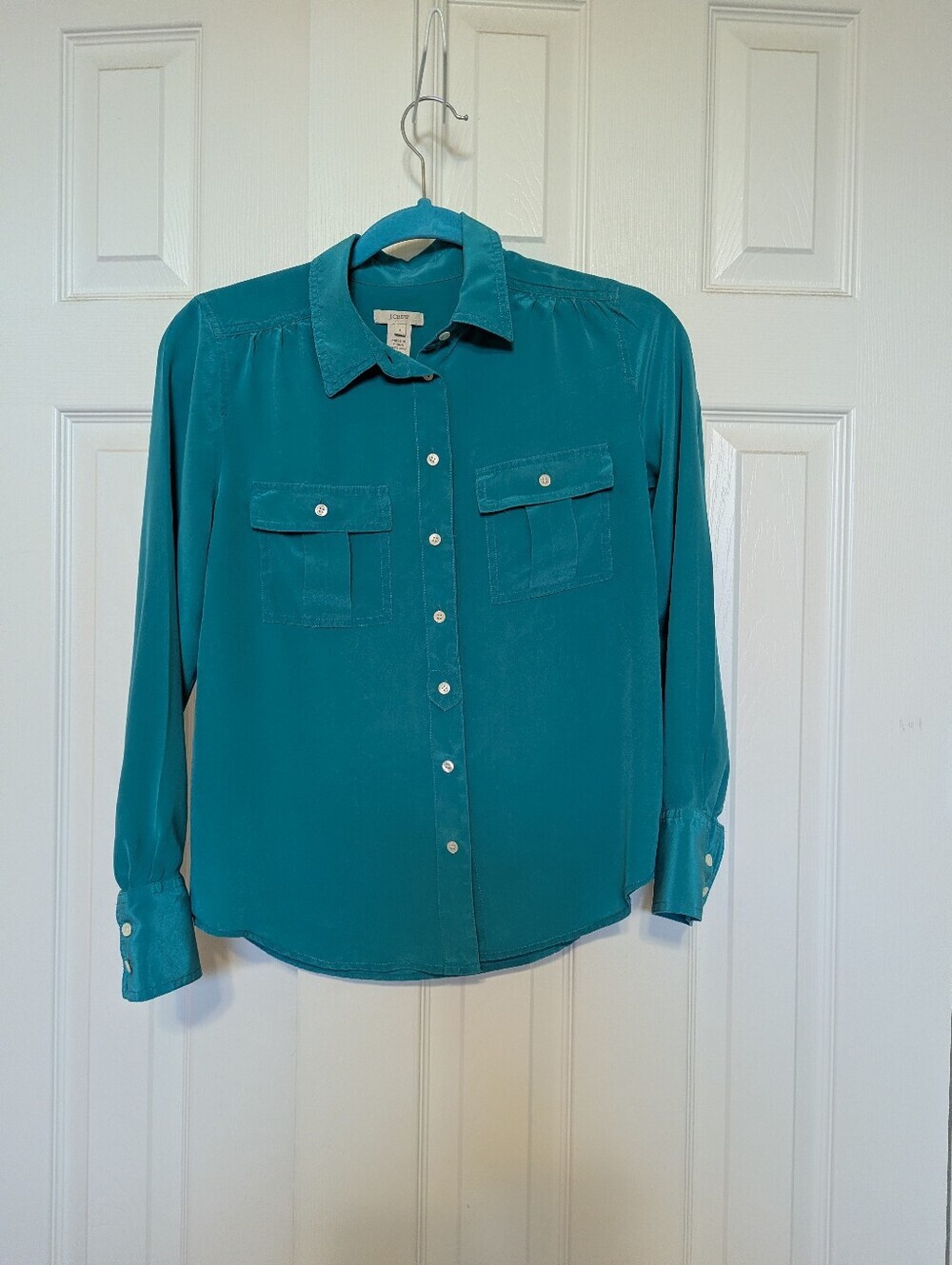 J Crew Silk Blouse Aqua Size 4